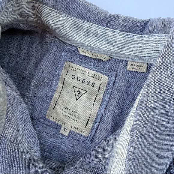 Men’s Guess Brand Short Sleeve Shirt Linen/Cotton Blend Size XL - Picture 3 of 7